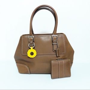 Coach Cognac Brown Leather Leather Handbag Set